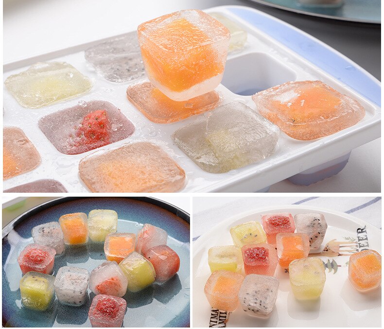 21-Cell Silicone Ice Cube Mold Heart Shape Ice Tray, Plastic Ice Box With Lid