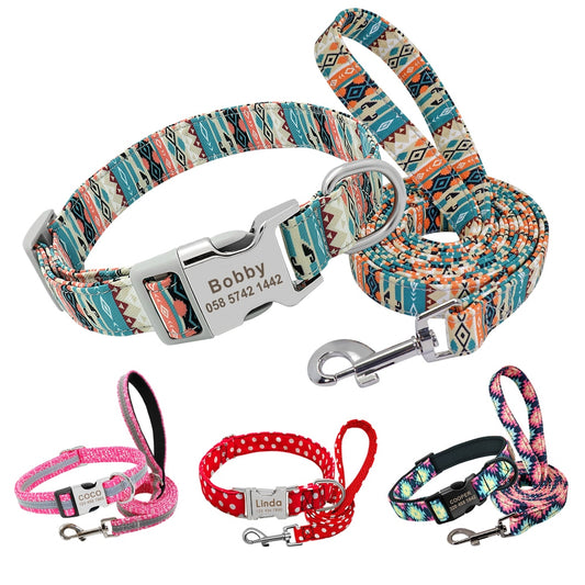 Personalized Pet Collar and Leash Set