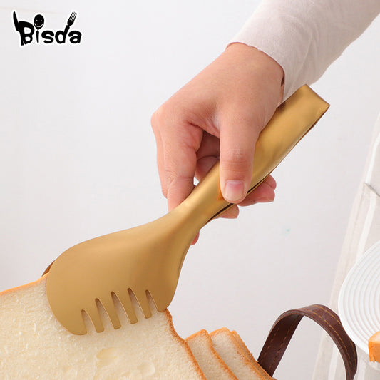 Kitchen Tong Stainless Steel Food Tongs Golden Bread Clamp Salad Clip Baking Pastry BBQ Buffet Tongs Cook Kitchen Utensils