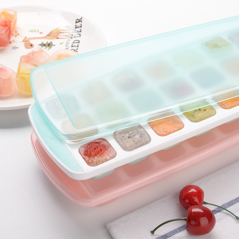 21-Cell Silicone Ice Cube Mold Heart Shape Ice Tray, Plastic Ice Box With Lid