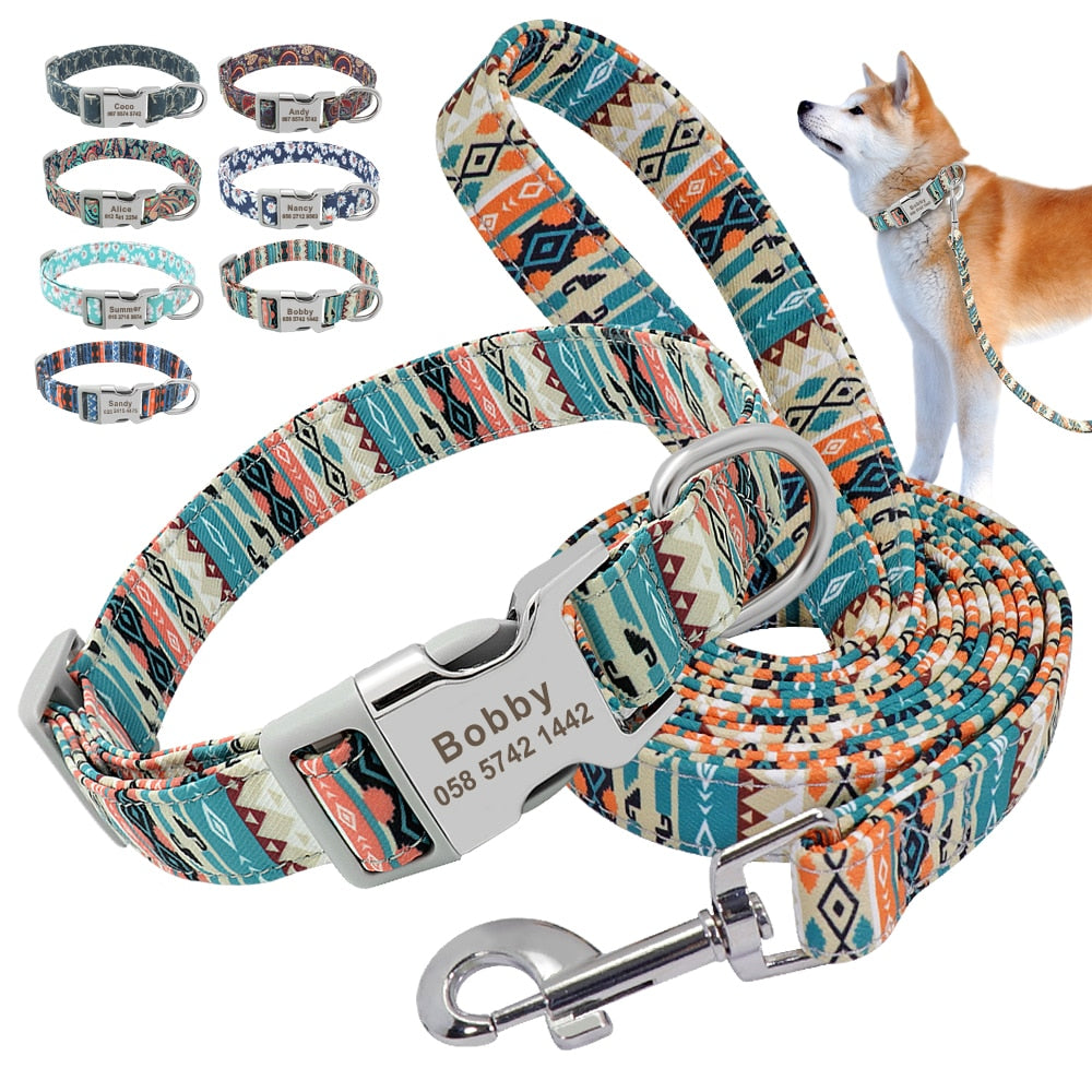 Personalized Pet Collar and Leash Set