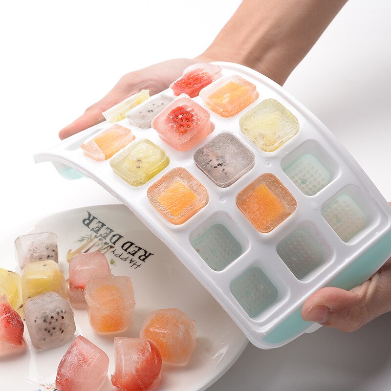 21-Cell Silicone Ice Cube Mold Heart Shape Ice Tray, Plastic Ice Box With Lid