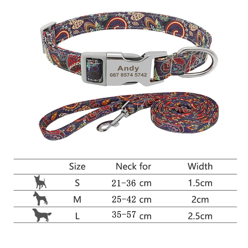 Personalized Pet Collar and Leash Set