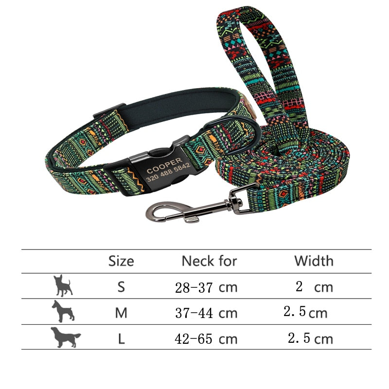 Personalized Pet Collar and Leash Set