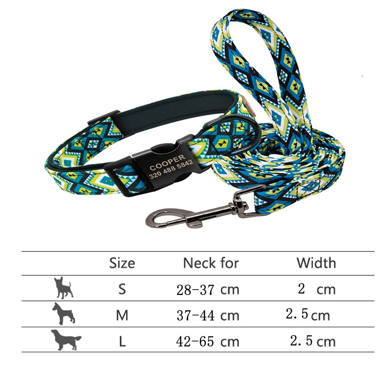 Personalized Pet Collar and Leash Set