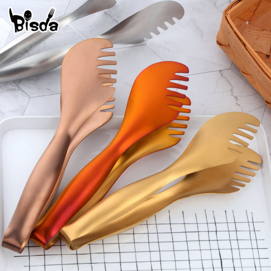 Kitchen Tong Stainless Steel Food Tongs Golden Bread Clamp Salad Clip Baking Pastry BBQ Buffet Tongs Cook Kitchen Utensils