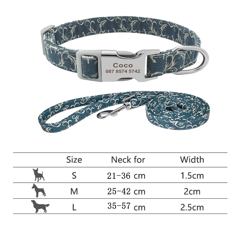 Personalized Pet Collar and Leash Set