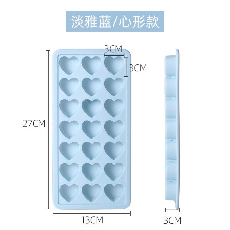 21-Cell Silicone Ice Cube Mold Heart Shape Ice Tray, Plastic Ice Box With Lid