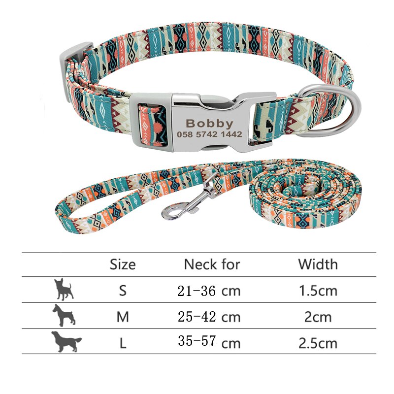 Personalized Pet Collar and Leash Set