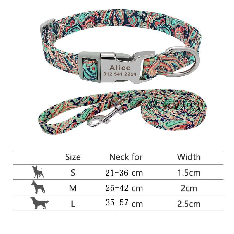 Personalized Pet Collar and Leash Set